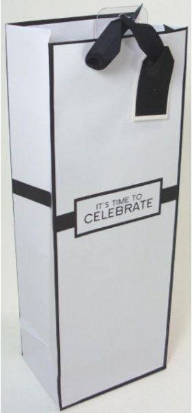 It's Time To celebrate - Bottle Gift Bag B&W