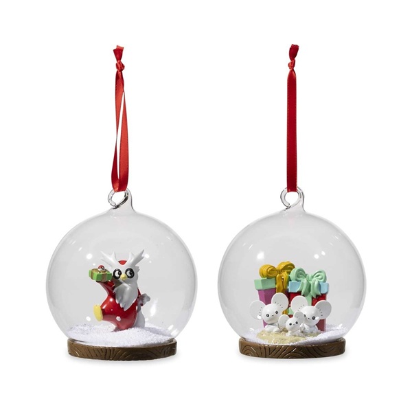 Pokémon - Delibird & Maushold - Pokémon Center Holiday Globe Ornament Bundle