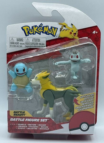Pokémon Battle Mini Figures 3-Pack - Squirtle, Boltund & Machop - 5-8cm