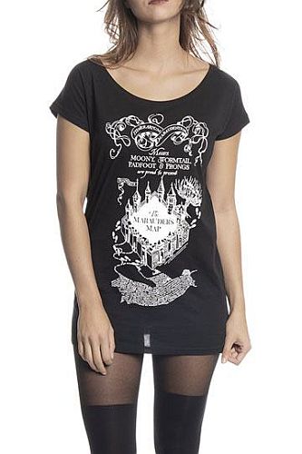 Harry Potter - Ladies Loose T-Shirt Marauder's Map - Size: Small (S)