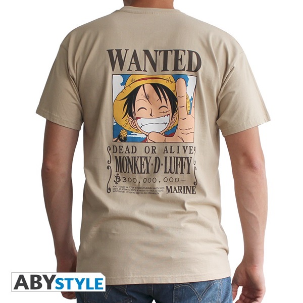 One Piece - Wanted Luffy - Sand T-Shirt - Size: X-Large (XL)