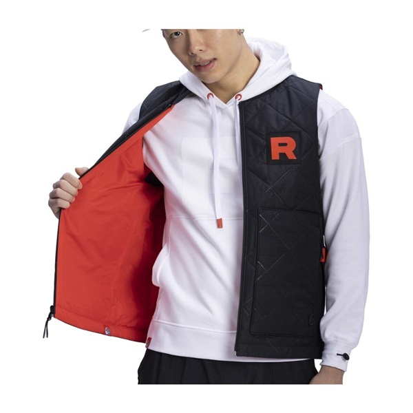 Pokémon: Team Rocket HQ Collection - Pokémon Center Black & Red Reversible Quilted Utility Vest - Size: Large (L)