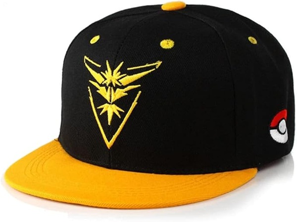 Pokemon Go - Snapback Cap/Kasket - Black/Sort med Logo og Stribe - Team Instinct (Yellow/Gul)